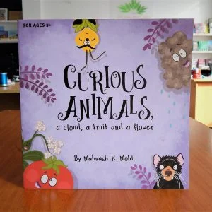 Curious Animals, a cloud, a fruit and a flower